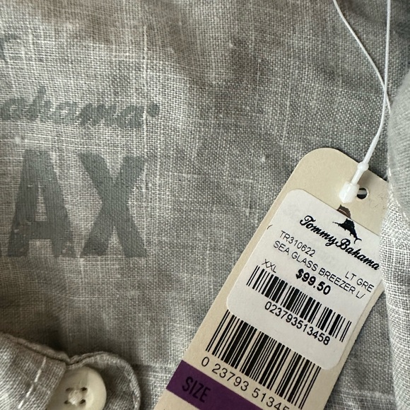 Tommy Bahama Light Gray Casual Button Down Shirt - Picture 3 of 3